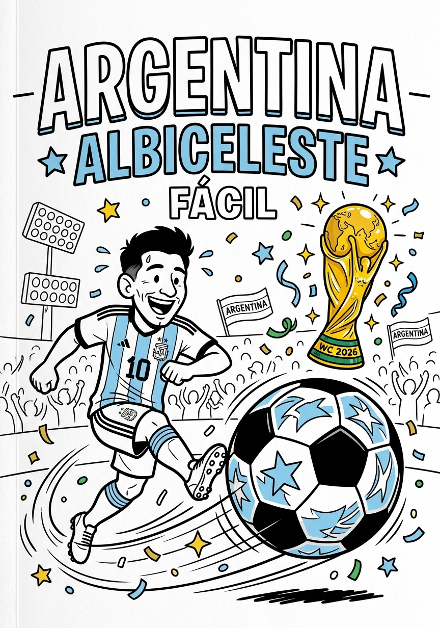 Capa do livro de colorir Argentina — Albiceleste · Fácil
