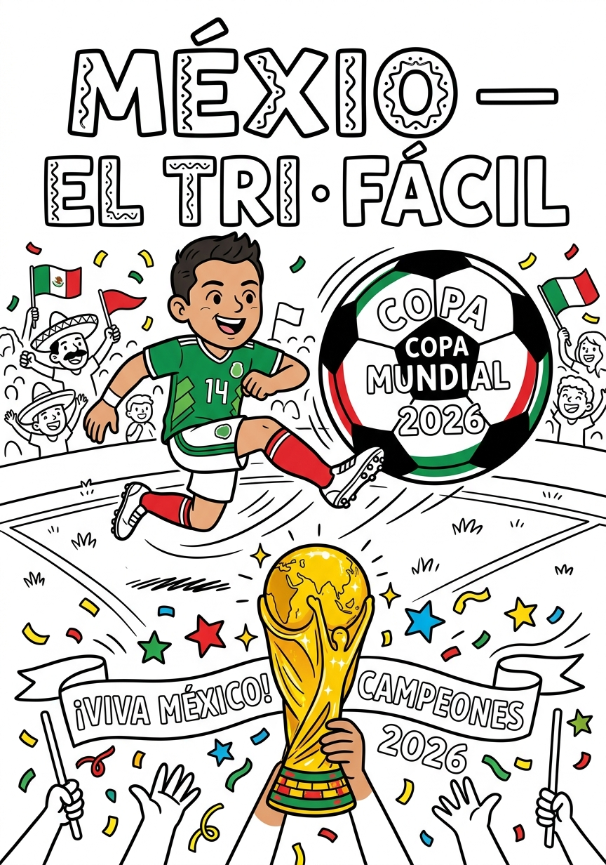 Capa do livro de colorir México — El Tri · Fácil