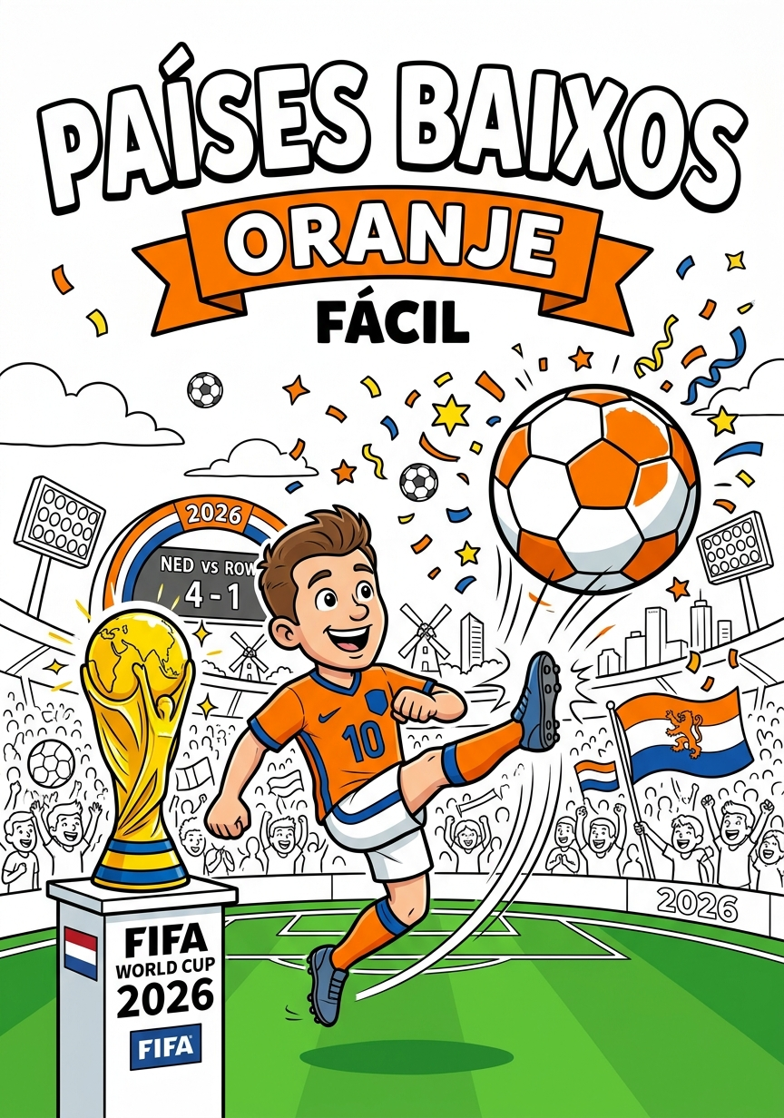 Capa do livro de colorir Países Baixos — Oranje · Fácil