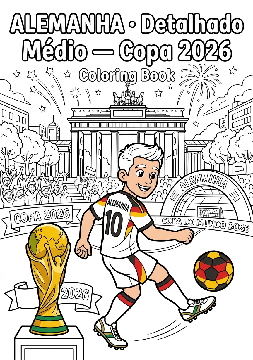 Capa do livro de colorir Alemanha · Detalhado Médio — Copa 2026