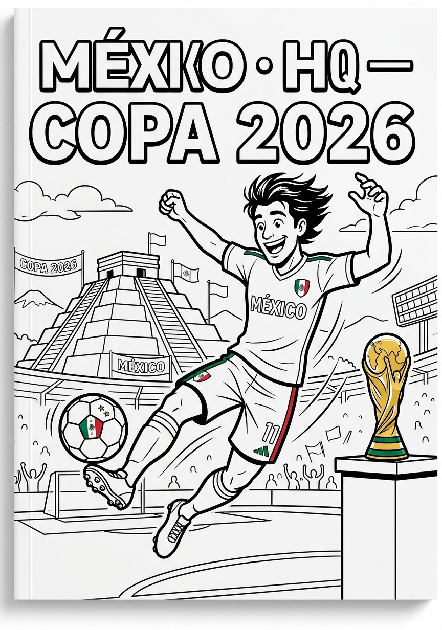 Capa do livro de colorir México · HQ — Copa 2026