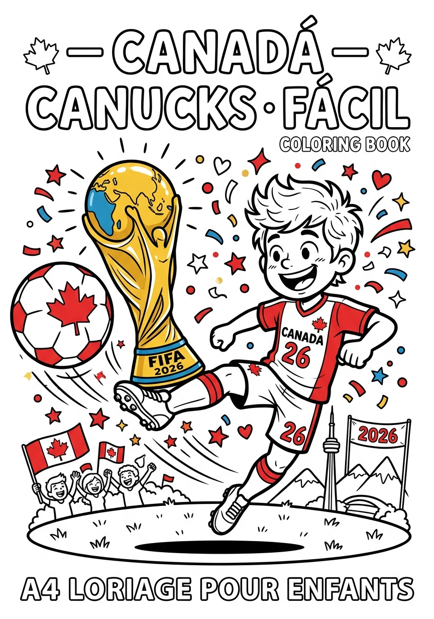 Capa do livro de colorir Canadá — Canucks · Fácil